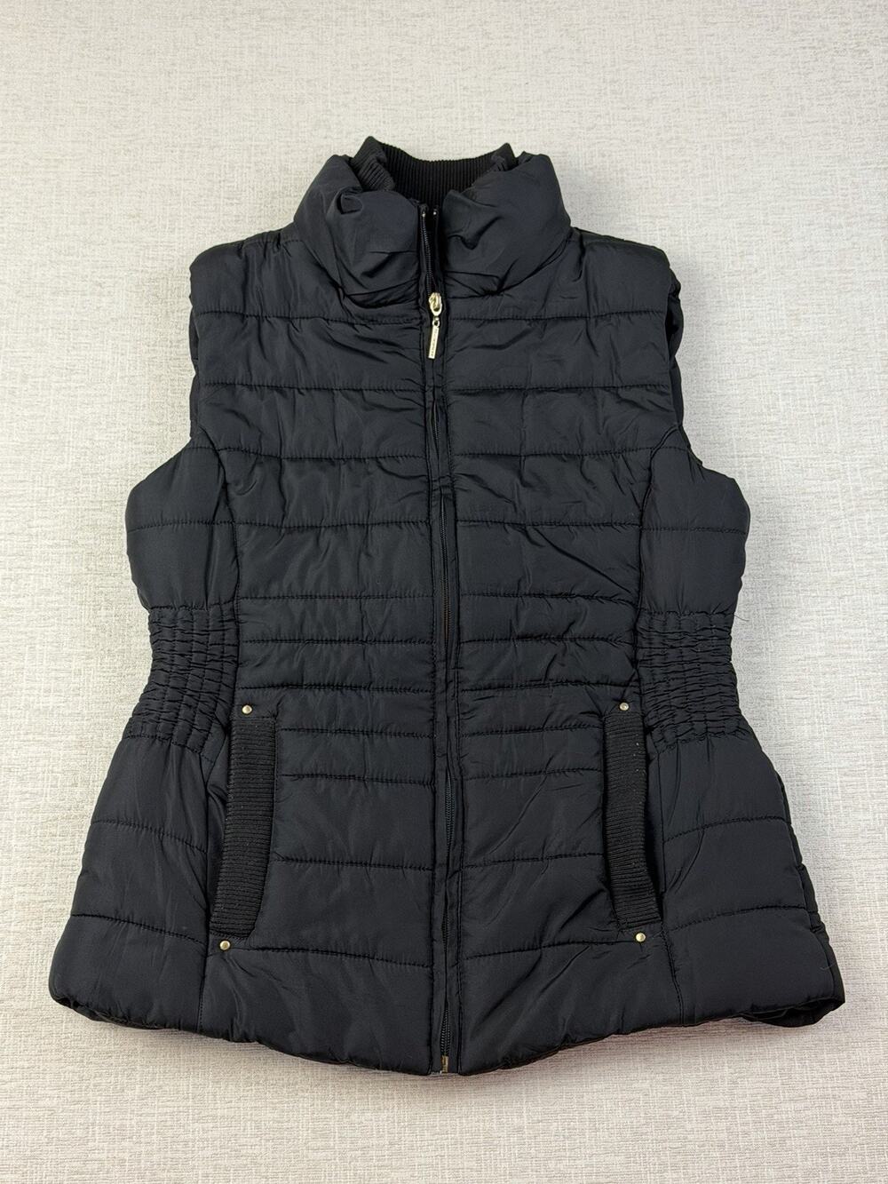 Weatherproof Women’s Black Quilted Puffer Vest Full Zip Pockets Size S